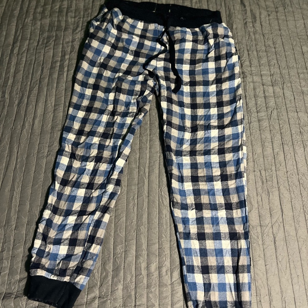Plaid Women’s Sweatpants in Blue and White